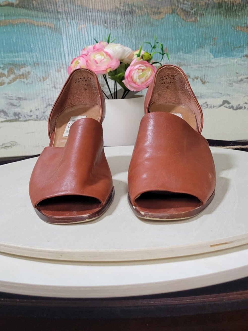 Nine West Brown Leather Cut-Out Pumps [Item #SP12]